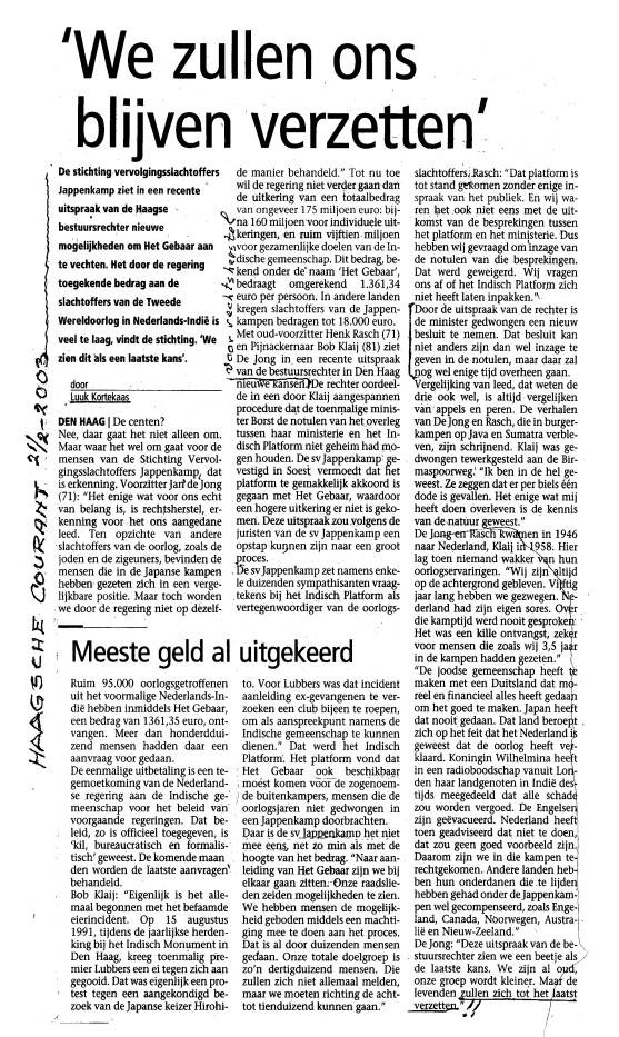 HAAGSCHE COURANT - 21.02.03