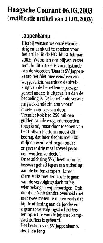 HAAGSCHE COURANT - 21.02.03